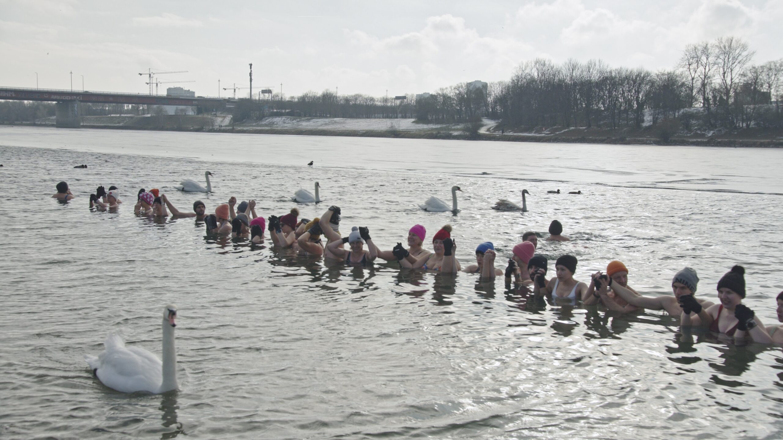 SEENLAND_WIEN_PF_15_Eisbaden in der Donau unter der Leitung von Stefan Kübler (rechts mit oranger Mütze)
